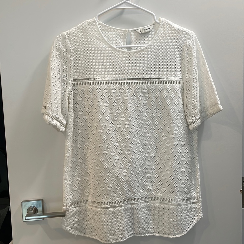 Eyelet short sleeve top